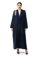 NAVY BLUE BLAZER VELVET CLOSE ABAYA