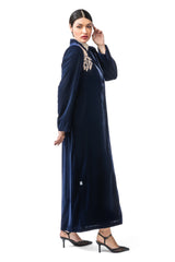 NAVY BLUE BLAZER VELVET CLOSE ABAYA