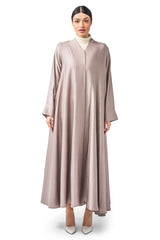 BEIGE TRIBPLE CLOSH CREPE OPEN ABAYA