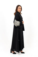 BLACK EMBROIDERED SOALON OPEN ABAYA