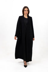 BLACK EMBROIDERED STAN FAY OPEN ABAYA