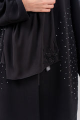 BLACK EMBROIDERED STAN FAY OPEN ABAYA