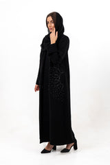 BLACK EMBROIDERED STAN FAY OPEN ABAYA