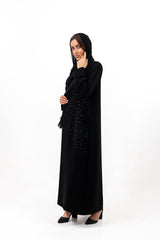 BLACK EMBROIDERED STAN FAY OPEN ABAYA