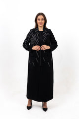 BLACK EMBROIDERED ROLEX OPEN ABAYA