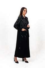 BLACK EMBROIDERED ROLEX OPEN ABAYA