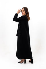 BLACK EMBROIDERED ROLEX OPEN ABAYA