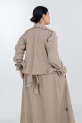 BEIGE LINEN TRENDY OPEN ABAYA