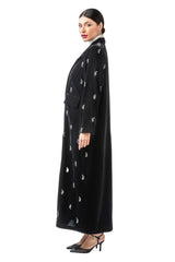 BLACK CRYSTAL VELVET CLOSE ABAYA