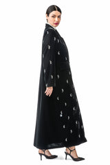 BLACK CRYSTAL VELVET CLOSE ABAYA