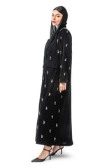 BLACK CRYSTAL VELVET CLOSE ABAYA