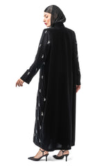 BLACK CRYSTAL VELVET CLOSE ABAYA