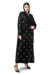 BLACK CRYSTAL VELVET CLOSE ABAYA