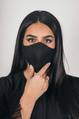 BLACK COTTON ANTI-DUST FACE MASK.