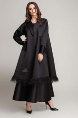 BLACK FOAM SATIN TWO PIECE ABAYA