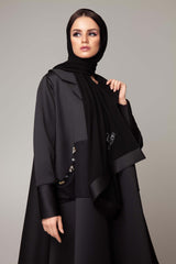 BLACK FOAM SATIN TWO PIECE ABAYA