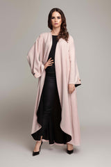 LIGHT ROSE PLEATED BASE OPEN ABAYA.