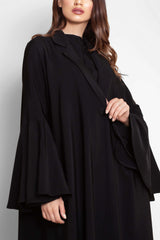 BLACK WIDE SLEEVE OPEN ABAYA