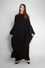 BLACK WIDE SLEEVE OPEN ABAYA