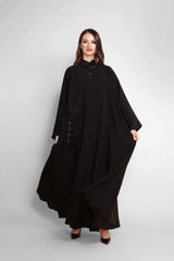 BLACK BUTTONED CHINESE COLLARED SOALON ABAYA