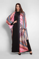 PRINTED SWAROVSKI CRYSTALIZED KIMONO OPEN ABAYA.