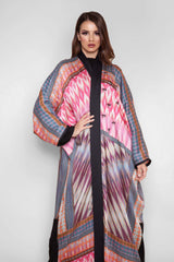 PRINTED SWAROVSKI CRYSTALIZED KIMONO OPEN ABAYA.