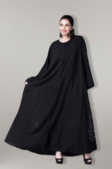 BLACK MESH FRENCH LACE SOALON ABAYA.
