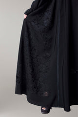 BLACK MESH FRENCH LACE SOALON ABAYA.
