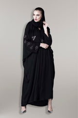 BLACK RIVET LACE SOALON OPEN ABAYA