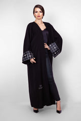 BLACK BOX CRYSTALIZED SWAROVSKI SOALON OPEN ABAYA.