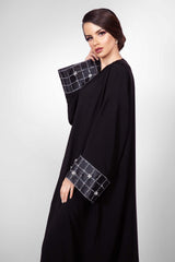 BLACK BOX CRYSTALIZED SWAROVSKI SOALON OPEN ABAYA.