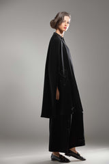 BLACK LACE INNER LEATHER COLLAR TROUSER SET ABAYA.