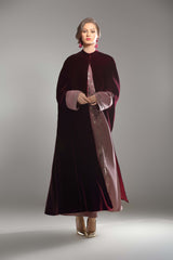 BLACK VELVET EMBROIDERED CAPE ABAYA