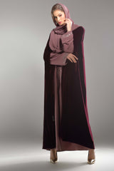 BLACK VELVET EMBROIDERED CAPE ABAYA