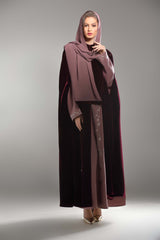 BLACK VELVET EMBROIDERED CAPE ABAYA