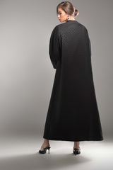 BLACK TURTLENECK JACQUARD OPEN ABAYA.