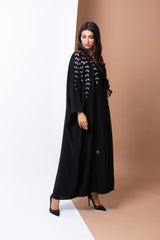 BLACK LEAF EMBROIDERED SOLOAN ABAYA.