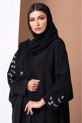BLACK LEAF EMBROIDERED SOLOAN ABAYA.