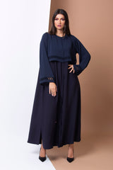 NAVY BLUE LOOPED PANNEL CREPE ABAYA.