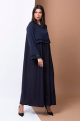 NAVY BLUE LOOPED PANNEL CREPE ABAYA.