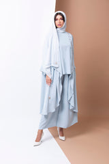 SKY BLUE TROUSER SET FRON LAPEL ABAYA.