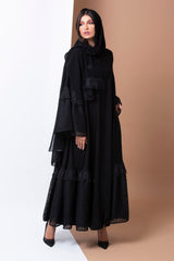 BLACK BELL SLEEVE LACE SOALAN ABAYA.