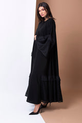 BLACK BELL SLEEVE LACE SOALAN ABAYA.
