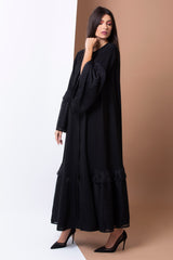 BLACK BELL SLEEVE LACE SOALAN ABAYA.