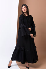 BLACK BELL SLEEVE LACE SOALAN ABAYA.