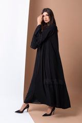 BLACK BELL SLEEVE LACE SOALAN ABAYA.