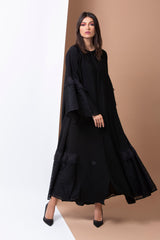 BLACK BELL SLEEVE LACE SOALAN ABAYA.