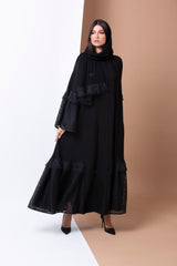 BLACK BELL SLEEVE LACE SOALAN ABAYA.