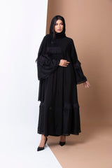 BLACK BELL SLEEVE LACE SOALAN ABAYA.