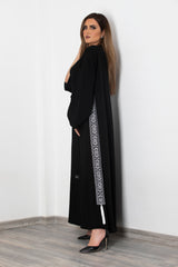 BLACK EMBROIDERED TASSEL SALOAN ABAYA.